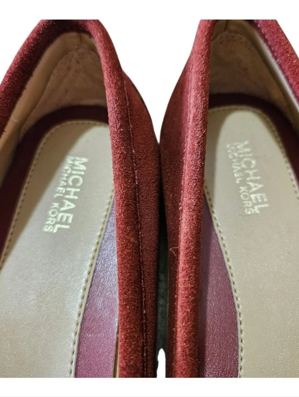 Michael Kors Rust Suede MK Logo Slip-On Flats